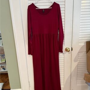 Wine Red Long Sleeve Maxi Dress | Size Large